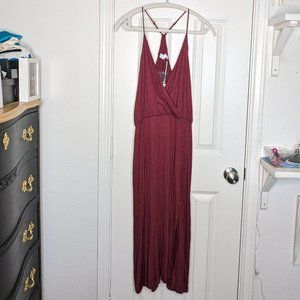 NWT Lulu's x Lush Maroon Midi Dress with slit XL